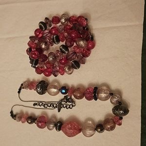 Purple necklace and bracelet set